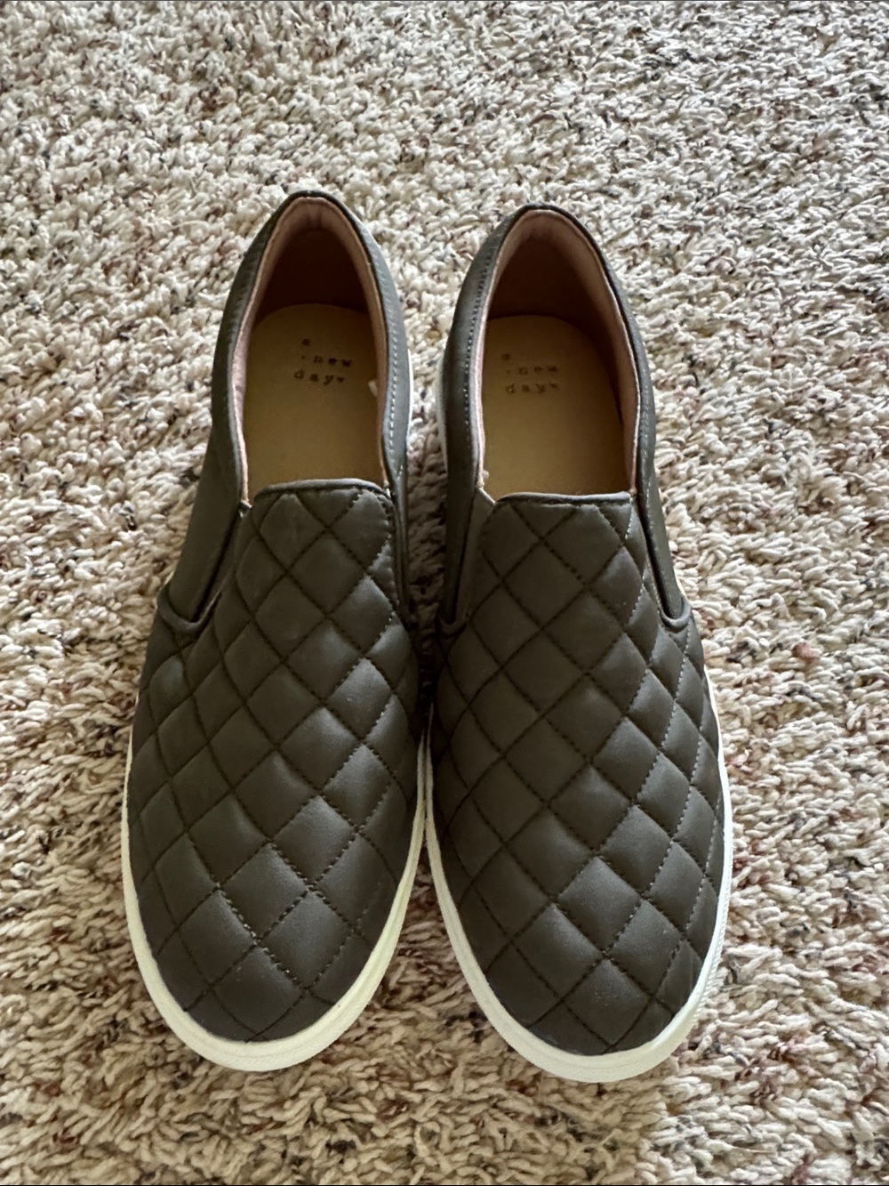 Quilted Slip-On Woman’s Sneakers in Olive Green NWOT